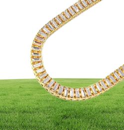 Men039s Iced Out Chain Rectangle Crystal Rhinestone Gold Tennis Chains 7inch24inch Hip Hop Chain Necklace Jewelry7135139