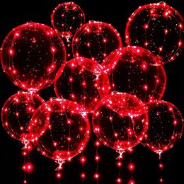 10PC Party Decoration red glowing LED balloons transparent Bobo balloons glowing bubble balloons Christmas Valentine's Day wedding birthday decorations 231212