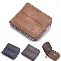 Wallets Classic Retro Men's Wallet Short Pu Leather Zipper Large Capacity Business Card Holder Coin Purse Money Bag