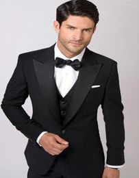 Men's Suits 2023 Custom Design Black Slim Fit Groom Tuxedos Wedding Dress Terno Holiday Suit(Jacket Pants Vest)