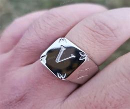 Men Retro 925 Sterling Silver Ring Designer Couple Rings Fashion Womens Square Ring Casual Hip Hop Love Rings Ornaments Luxury Jew8745194