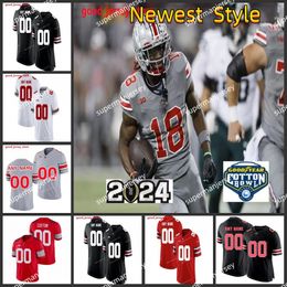 2024 Cotton Ohio State Buckeyes FootBall Jersey Brandon Inniss Lincoln Kienholz Tristan Gebbia Carnell Tate Marvin Harrison Jr. Chip Trayanum Ohio State jerseys