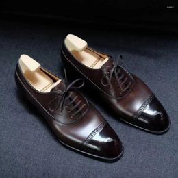 Dress Shoes Brown Derby For Men Black Business Round Toe Lace-up Solid Mens Size 38-46