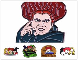 Pins Brooches HOSENG Movie Hocus Pocus Cartoon Witch Metal Women Brooch Fantasy Comedy Halloween Gift Jewelry Enamel Pin Black Co4067746