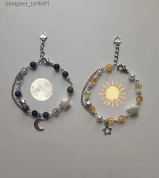 Charm Bracelets moon and star matching beaded braceletsL231214