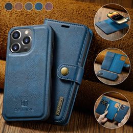Detachable Magnetic Leather Phone Case for IPhone 15 12 13 11 14 Pro Max XS XR X SE 8 7 Plus Wallet Card Holder Cover Coque