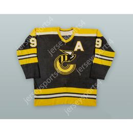 Custom 1975-76 WHA RICK DUDLEY 9 CINCINNATI STINGERS BLACK HOCKEY JERSEY NEW Top Stitched S-M-L-XL-XXL-3XL-4XL-5XL-6XL