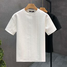 High Class Hemp Pattern White Men's Short Sleeved T-Shirt Trendy Summer Clothes New 2023 Spirit Boy Clothes