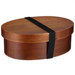 Dinnerware Japanese Wooden Lunch Box Single Layer 3Grids Sushi Storage Container Children School Picnic Tableware