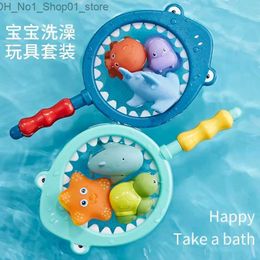 Bath Toys 7Pcs/Set Cute Animals Swimming Water Toys for Children Soft Rubber Float Squeeze Sound Squeaky Bathing Toy for Baby Bath Toys Q231212