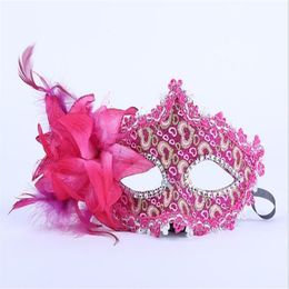 Party Flower Mask Halloween Venetian Masquerade QERFORMANCE Party Leather Patch Gold Pink Lace Mask GB4183076