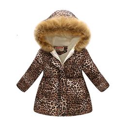 Cardigan Thicken Winter Girls Jackets Fashion Printed Hooded Outerwear For Kids Plus Velvet Warm Children Coats Christmas Present 231212