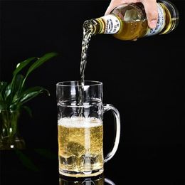 Mugs 1000ml Beer Mug Handmade Heat Resistance Clear Glass Coffee Tea Milk Juice Cup Water Drinking Office Drinkware225n