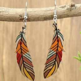 Dangle Earrings Cross Border Retro Feather From Europe And America Bohemian Ethnic Style Simple Texture Color Leaf