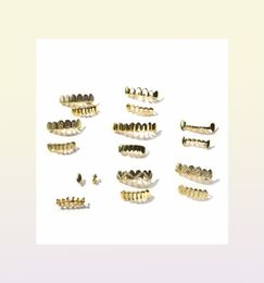 Mens Gold Grillz Teeth Set Fashion Hip Hop Jewellery High Quality Eight 8 Top Tooth Six 6 Bottom Grills5864521