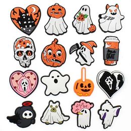 1pcs Cartoon Ghosts Pumpkin PVC Halloween Croces Shoe Charm Decorations Pins Fit Croces Jibz Party Kids Gifts