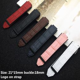 New Colourful Leather silicone Watchband for strap women and watch accessories 15 21mm belt 18mm buckle logo on323L