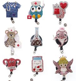 10pcslot New arrival medical Brooch Pin Cute angel doctor Rhinestone enamel nurse Retractable ID Badge Holder reel7862834