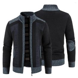 Men's Jackets Stylish Men Jacket Long Sleeves Elastic Thermal Coat Plush Soft Winter For Daily Wear