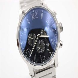 New Black Dial Automatic Glass Back Silver Stainless Belt Mens Stainless Pointer Watch Men Sports timer Wrist Watchesver300R
