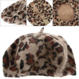 Berets Leopard Print Beret Women French Hat Lady Autumn Fluffy Fashionista Hats Cap Women's