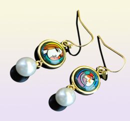 18K goldplated enamel earring for women Woman Before a Mirror Series drop earringsTop quality pearl earrings designer jewelry138565026383