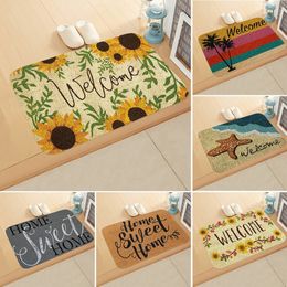 Bath Mats Welcome Letters To The Home Floor Mat Foyer Kitchen Water absorbent Non slip Carpet Feet 231212