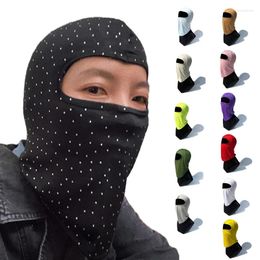 Berets Men Women Cycling Motorcycle Full Face Mask Shiny For Rhinestone Beaded Outdoor Sports Hood Balaclava Sun Protection