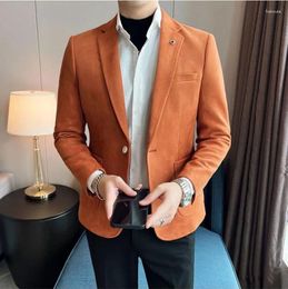 Men's Suits Fashion Suit Coat Slim Fit Deerskin Velvet Elegant Luxury Blazer Business Casual Wedding Plus Size M-4XL