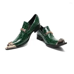 Dress Shoes Luxury Men's Green Loafers Genuine Leather Male Casual Office Business For Men Fashion Party Wedding Formal Footwear