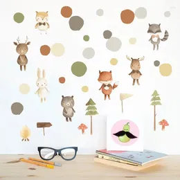 Wall Stickers Animated Animal Bear Tree Nordic Kids Room Eco Friendly Fridge Wardrobe Decor Supply