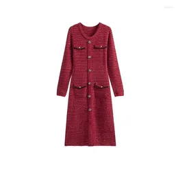 Casual Dresses Knee Length Dress For Women In Spring 2023 Style Long Sleeved Bottoming Hip Wrap Sweater Skirt Classic Thin Knit