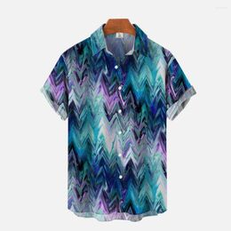 Men's Casual Shirts 2023 Cool Magic Wave Splicing 3D Printed Hawaiian Holiday Short Sleeve Shirt High-end Summer Fashion Top