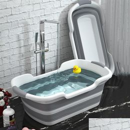 Bathing Tubs Seats Baby Shower Portable Sile Pet Bath Accessories Folding Non-Slip Bathtub Safety Security Cat Dog255K Drop Delive Dhwso