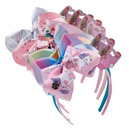 6pcs Lot Girls Unicorn Hair Bands Cartoon Rainbow Printed Head Hoop For Children Boutique Headband Handmade Hair Accessories2900