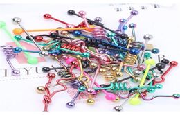 Tongue Bar T01 20Pcs Mix Style Mix Colour Stainless Steel Industrial Barbell Tongue Ring Body Piercing Jewellery Zvzna4797957