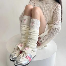 Women Socks Jk Lolita Y2k Girls Solid Colour Long Thigh High Stockings Knitted Foot Cover Knee