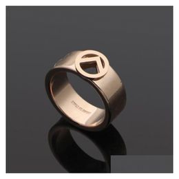 Band Rings Top Quality Extravagant Simple Heart Love Ring 3 Colours Stainless Steel Couple Rings Fashion Women Designer Jewellery Lady Dr Dhuqn