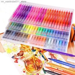 Watercolour Brush Pens 48 Colours Dual Brush Pen Set Watercolour Art Markers with Two-Sided Tips Bright and Vivid Colours Q231212