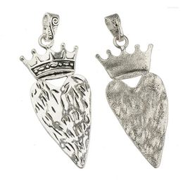 Pendant Necklaces 2pcs Pendants For Men Women DIY Rope Big Heart Crown Antique Silver Plated Metal Jewely Components Suspension Supplier