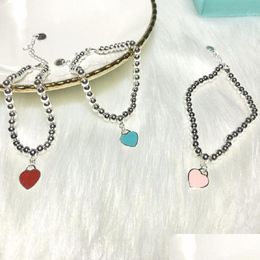 Charm Bracelets Designer Love Charm Bracelets Sterling Sier Blue Pink Red Heart Bracelet Party Jewellery Accessories Gift For Girlfriend Dhso6