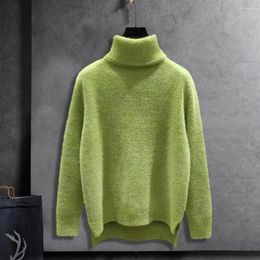 Women's Sweaters Women Loose Sweater Warm High Collar Cosy Turtleneck Knit With Side Split Hem Imitation Mink Detail For