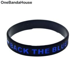 100PCS Back The Blue Line Silicone Rubber Bracelet Thick or thin letters Logo Adult Size for Promotion Gift234N