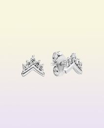 Tiara Wishbone Stud Earrings Authentic 925 Sterling Silver Studs Fits European Style Studs Jewellery Andy Jewel 298274CZ5400638