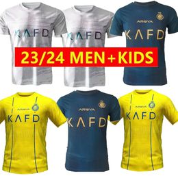 23 24 Al Nassr FC Soccer Jerseys Ronaldo 2023 2024 Home Yellow Away CR7 Gonzalo Mane Martinez Talisca FANS Men and Kids Kit Football Shiirt Al-Nassr