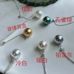 Choker 6 Colors Available 12mm Adjustable Polo Pearl Necklace Y Word Clavicle Chain Sterling Silver