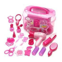 Beauty Fashion Children Pretend Play Kid Make Up Toys Set Hairdressing Simulation Cosmetic Girls Dressing Travel Kit 231211