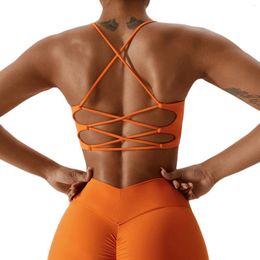 Yoga Outfit SHINBENE Sexy Crisscross Back Light Support Bra Strappy Padded Sports For Women