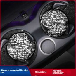 Diamond Car Coaster Water Cup Slot Non-Slip Mat Silica Gel Pad Holder Gadget Bling Waterproof Interior Accessories