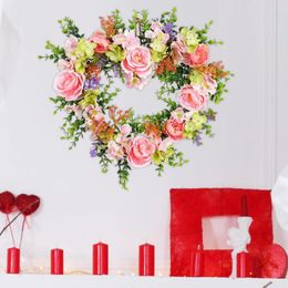 Decorative Flowers Heart Shaped Wreath Multifunctional Lifelike Wedding Party Valentines Day Decoration Floral For Table Centrepieces